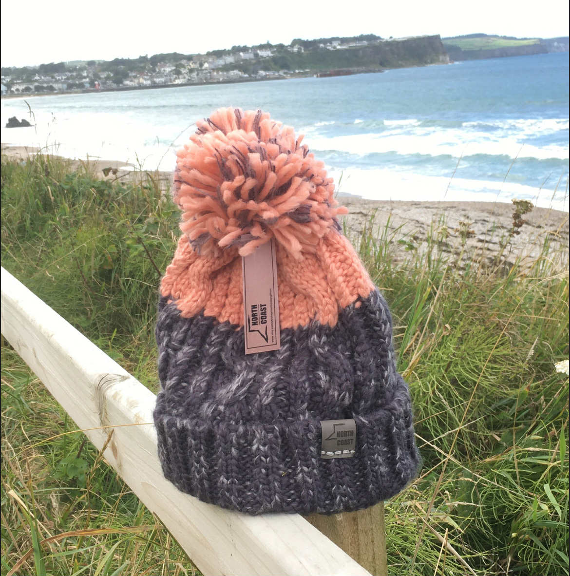 Chunky Pink/Grey Bobble Beanie