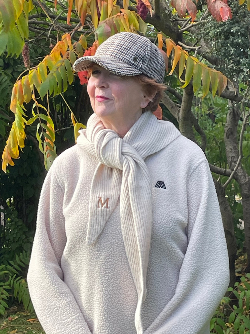 Personalised Knitted Triangle Scarf | Embroidered Initial