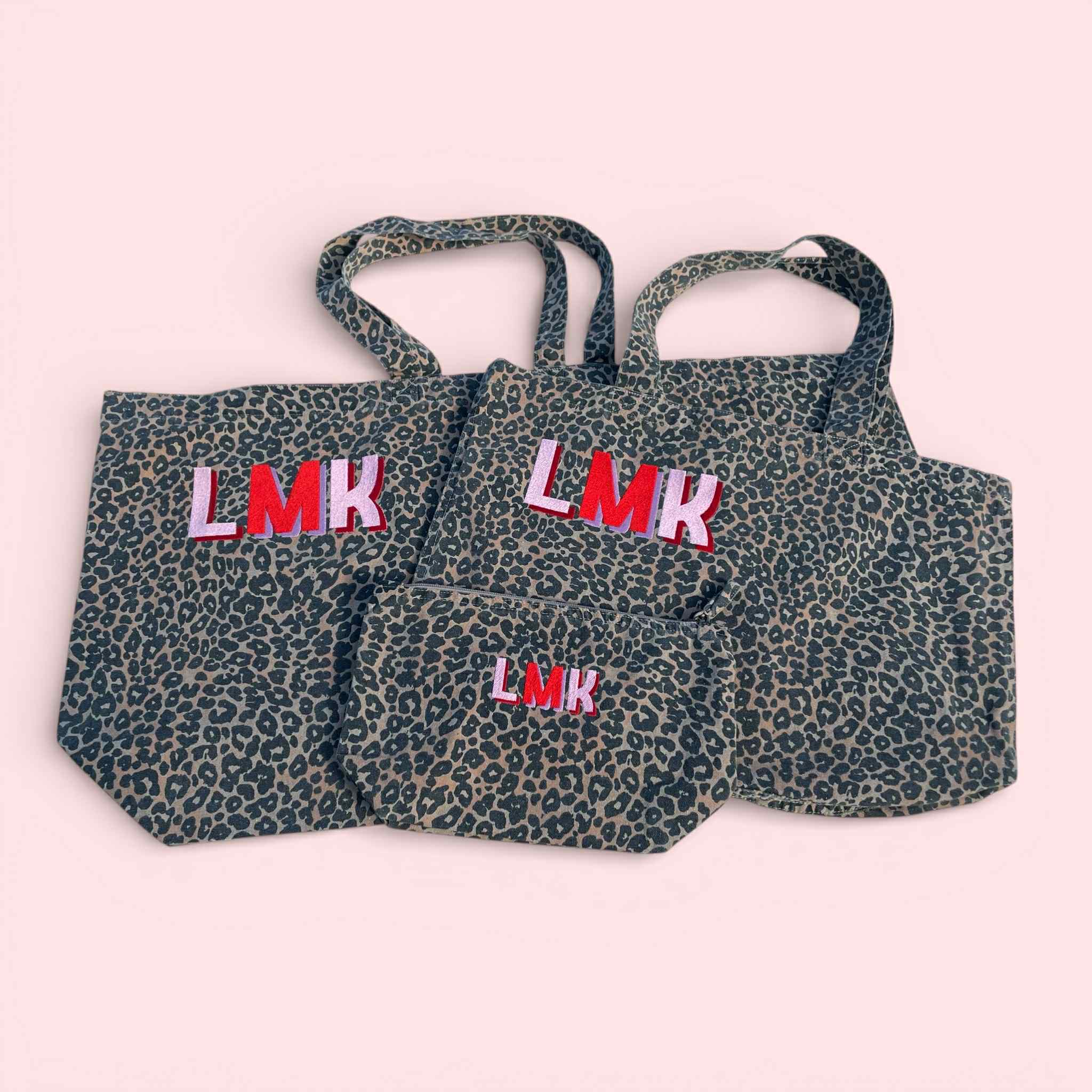 N Leopard print canvas oversized tote bag - Embroidered Personalised Initials