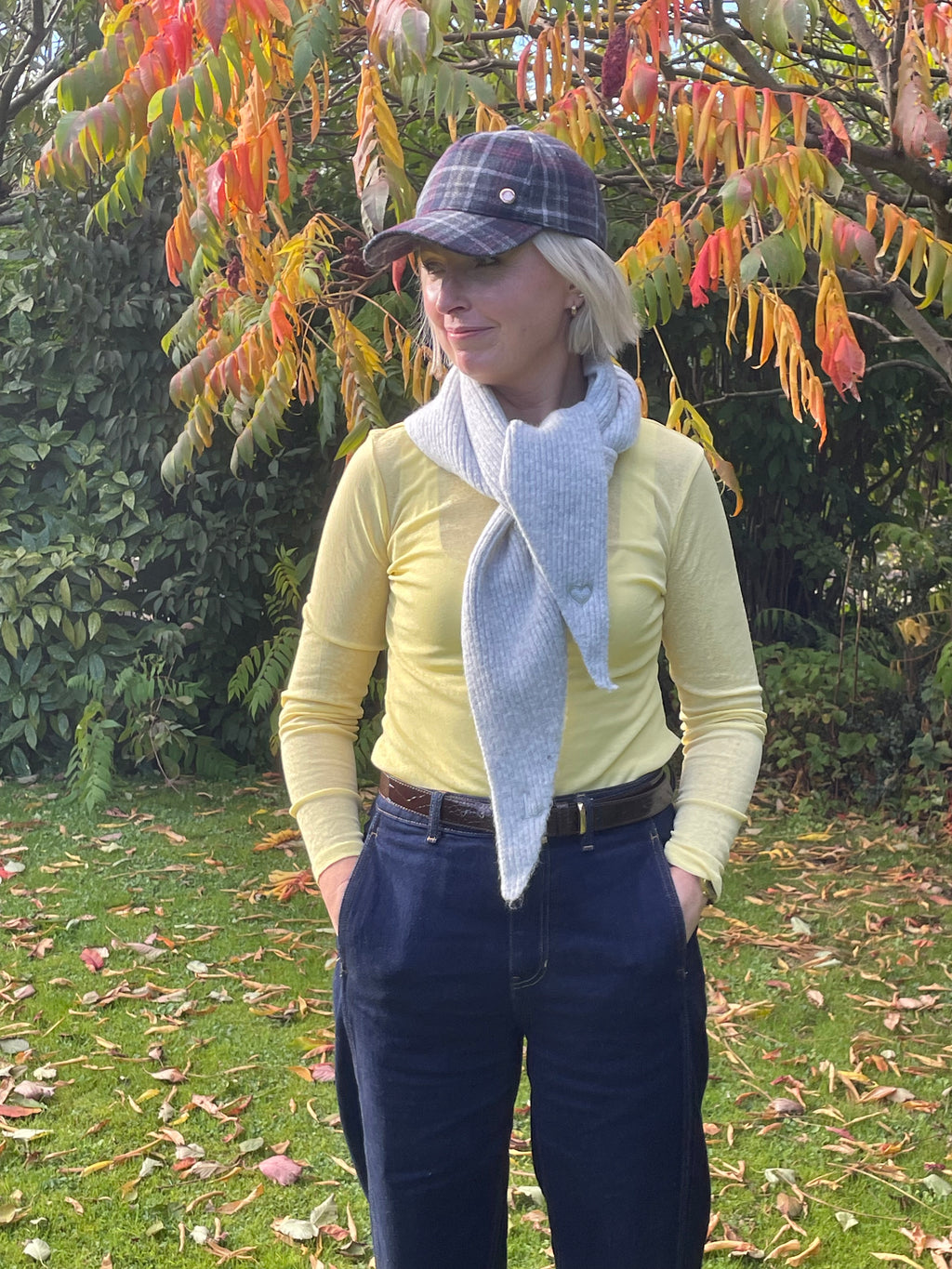 Personalised Knitted Triangle Scarf | Embroidered Initial