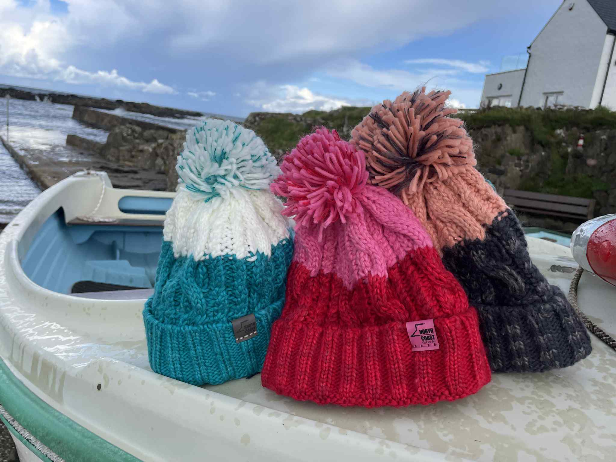 Chunky Pink/Grey Bobble Beanie