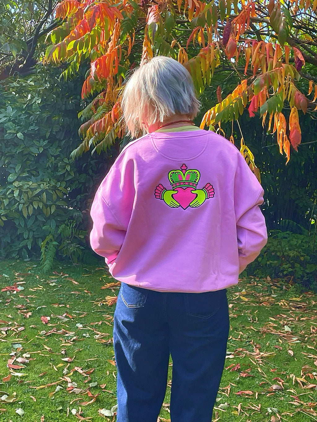Neon Claddagh Embroidered Sweatshirt | Premium Organic Cotton