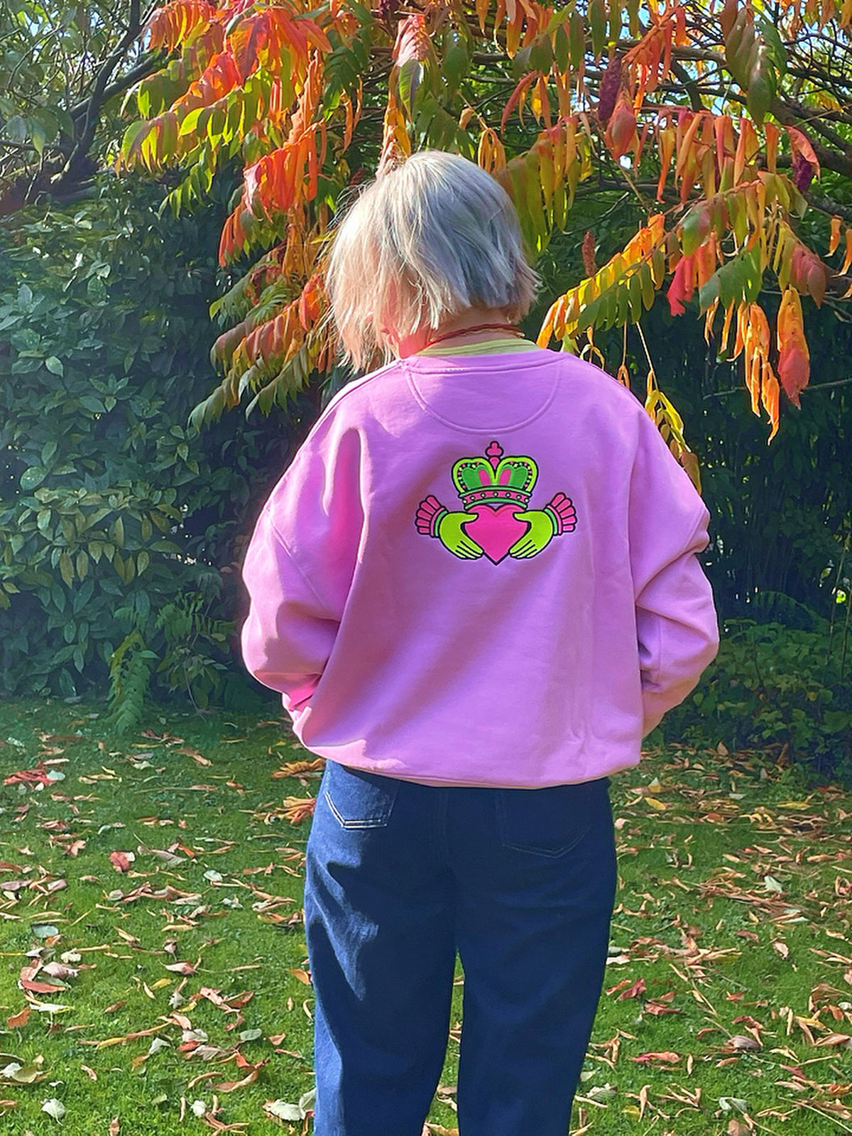 Neon Claddagh Embroidered Sweatshirt | Premium Organic Cotton