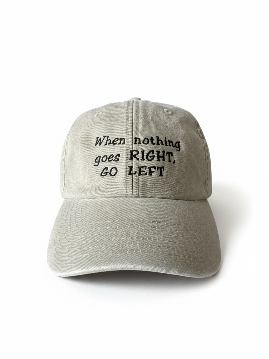‘When nothing goes right go left’ Low profile vintage denim cap