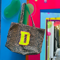 Leopard Print Canvas Shopper Bag - Large Embroidered Initials