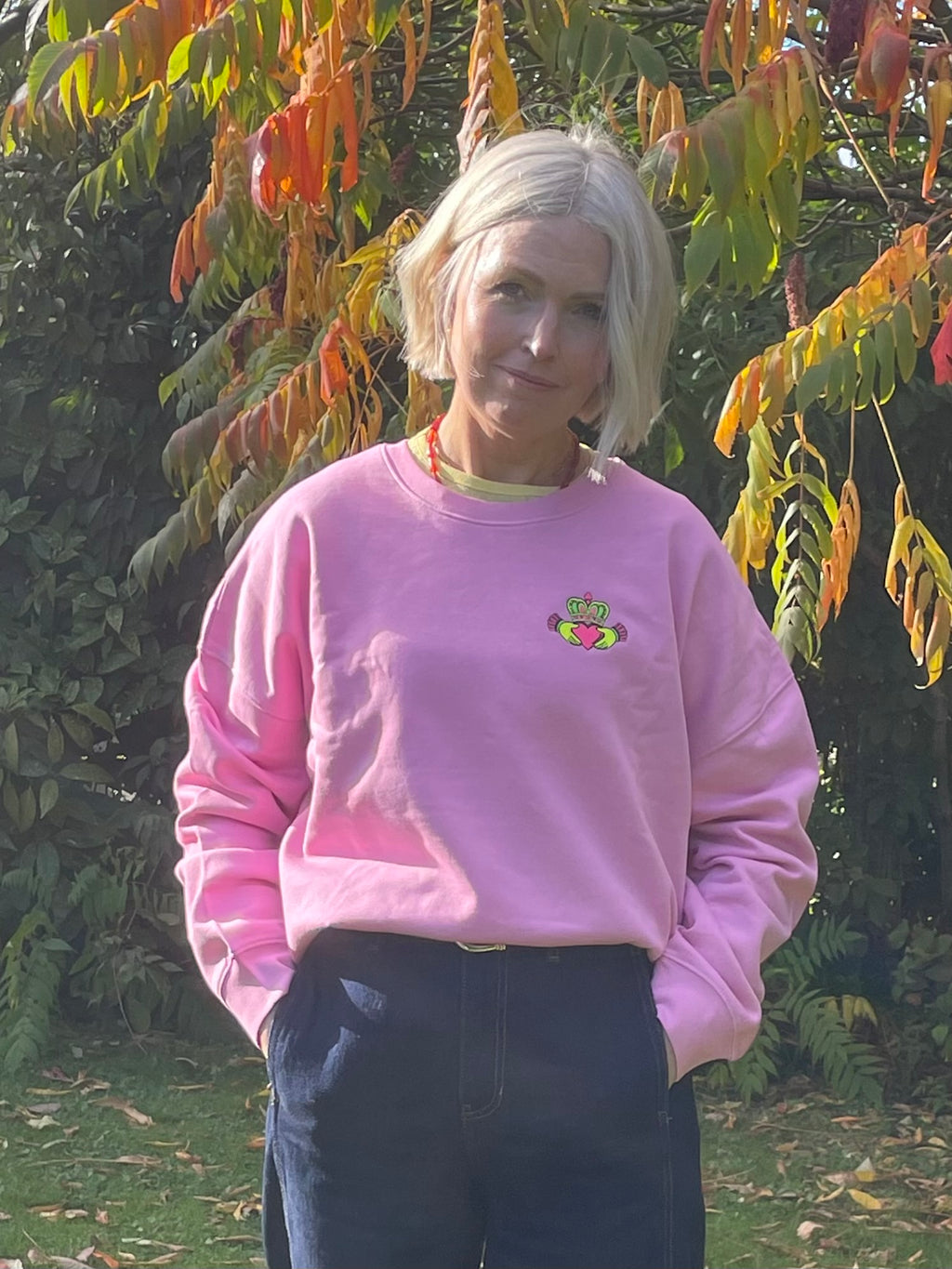 Neon Claddagh Embroidered Sweatshirt | Premium Organic Cotton