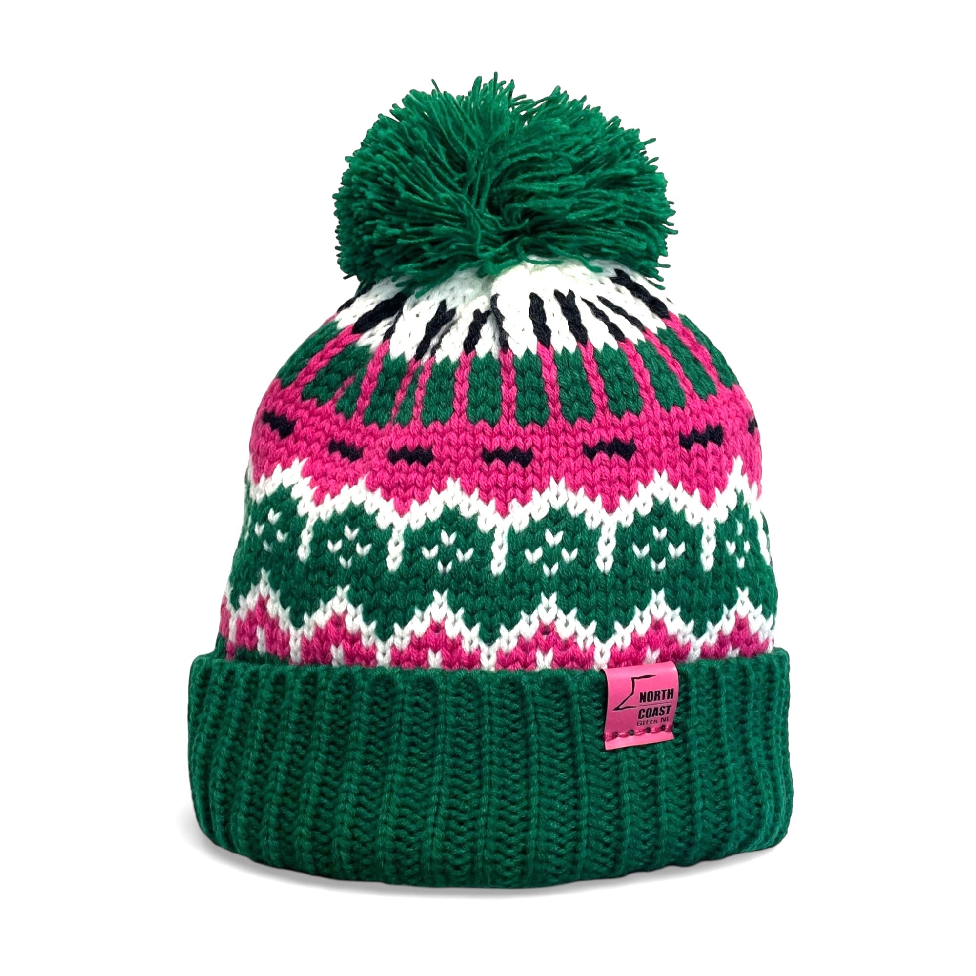 Classic Retro Green Bobble Beanie