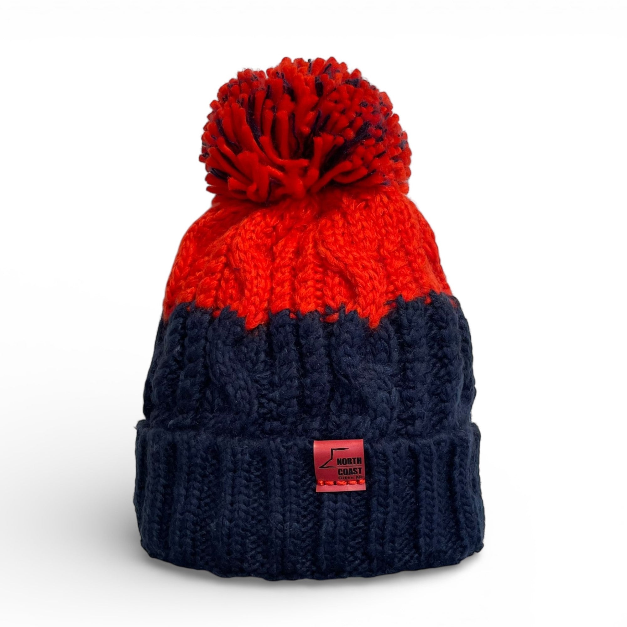 Chunky Navy/Red Bobble Beanie