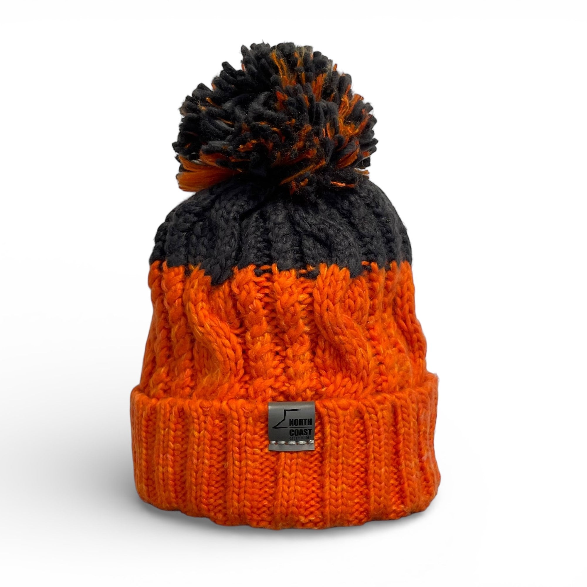 Chunky Grey/Orange Bobble Beanie