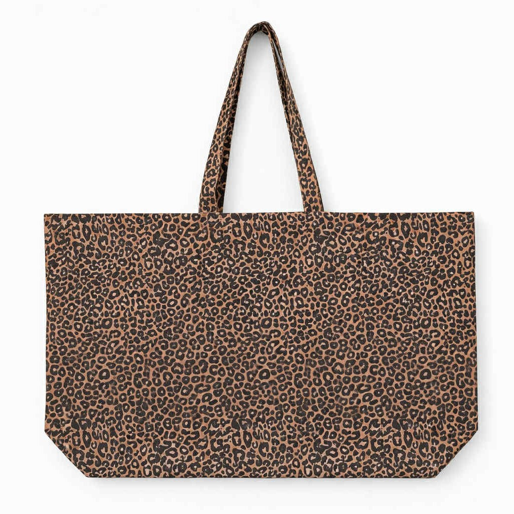 Leopard print canvas oversized tote bag - Personalised Initials