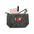 Leopard Print Embroidered Personalised Zip Up Pouch