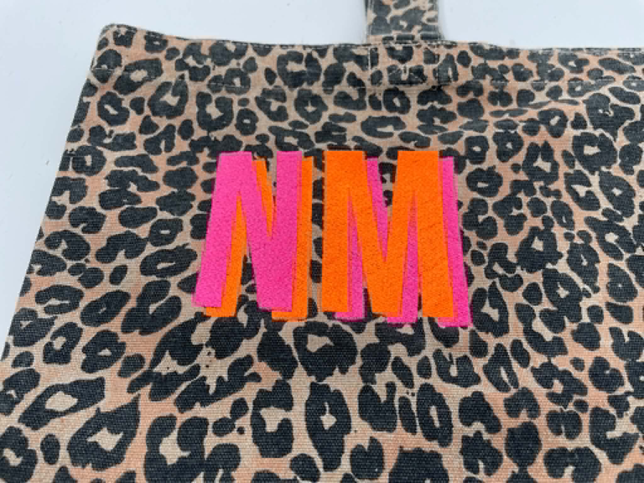 N Leopard print canvas oversized tote bag - Embroidered Personalised Initials