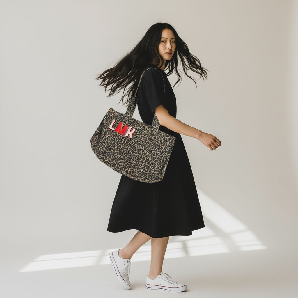 Leopard Print Canvas Shopper - Personalised Initials