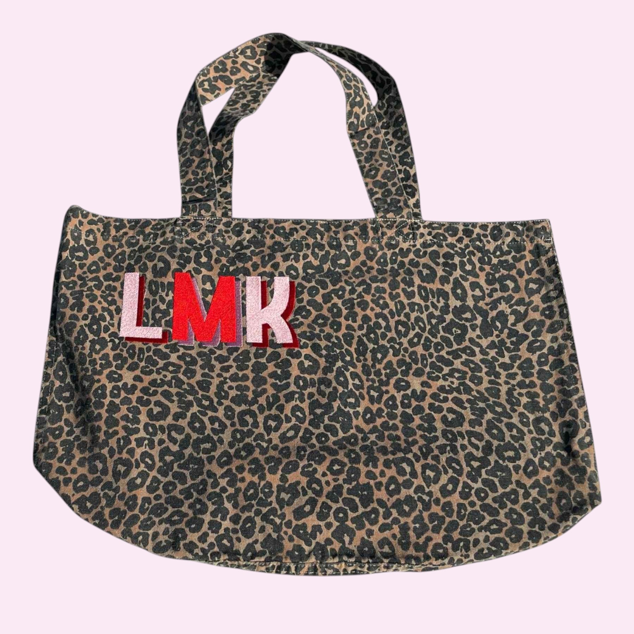 Leopard Print Canvas Shopper Bag - Embroidered Personalised Initials
