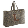 Oversized Leopard print canvas tote bag - Embroidered Personalised Initials