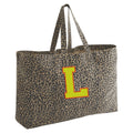 Oversized Leopard print canvas tote bag - Embroidered Personalised Initials