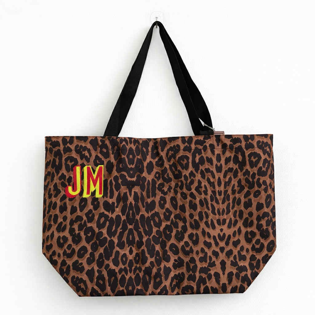 Leopard Print Carryall tote bag - Personalised Initals